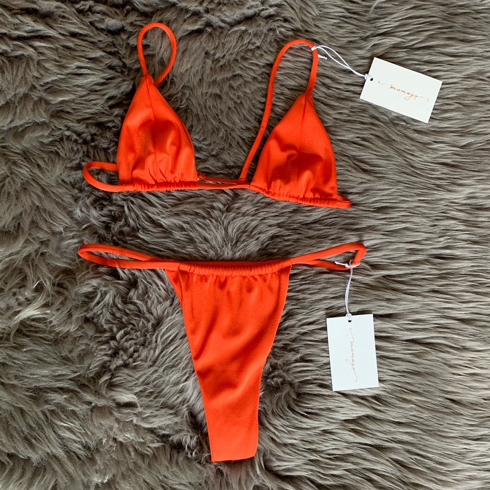 -SOLD- Mamaya Orange Luxury Thong Bikini